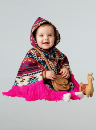 Áo Poncho Baby Hồng