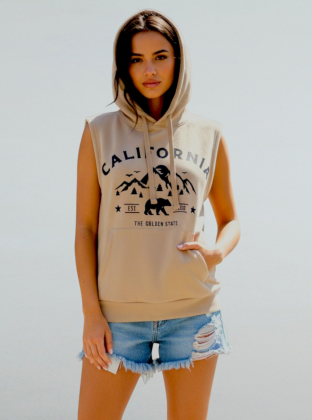 Áo Hoodie Không Tay Màu Da