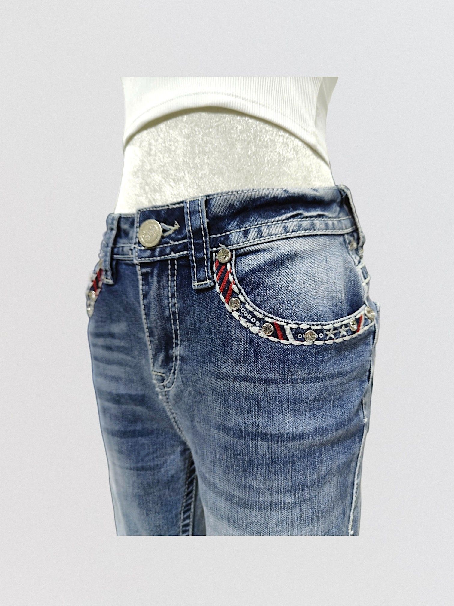 Quần jeans ống loe màu xám